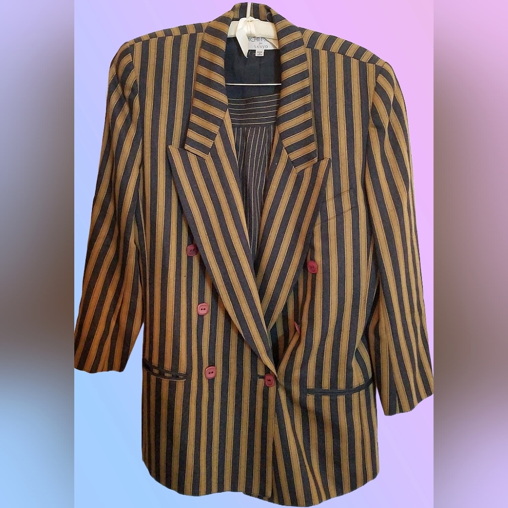 Vintage striped skirt suit medium 2pc oversized baggy retro rare michii moon
